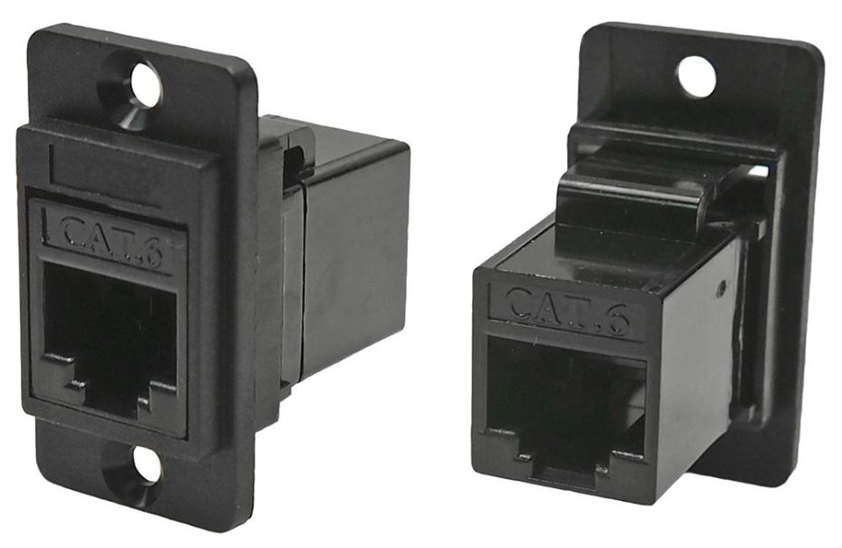 CLIFF CP30722 Connecteur passe-parcours double RJ45 Cat6, Noir, avec découpe CS