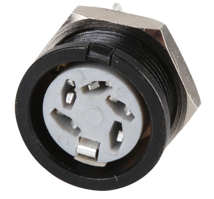 DELTRON 5-Pin 240° Circular DIN Socket, Panel Mount