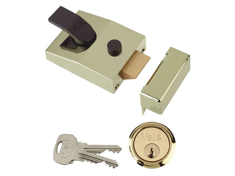 Yale 89 Deadlock Nightlatch with 60mm Backset, Brasslux Finish