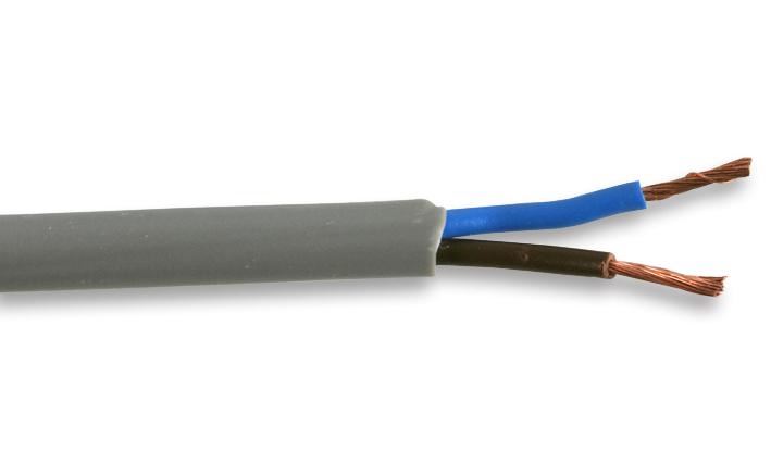 PRO POWER Ronde Lichtnetkabel 2-adergig 0,75mm² x 100m Grijs