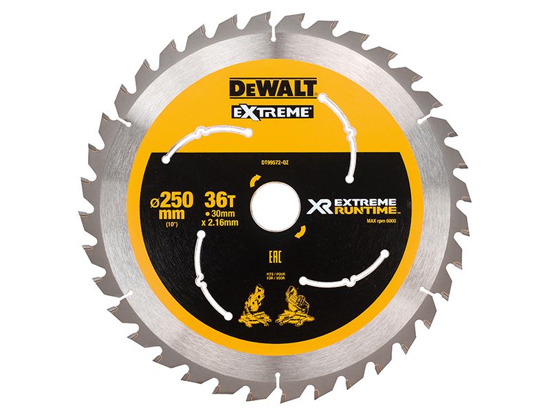 DEWALT 250mm FlexVolt Mitre Saw Blade, 36T, 30mm Bore