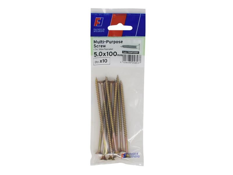 Vis à tête fraisée Pozi polyvalentes ForgeFix 5,0 x 100 mm, lot de 10