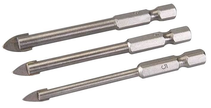 Silverline Tile & Glass Drill Bit Set, 3-Piece, Hex Shank
