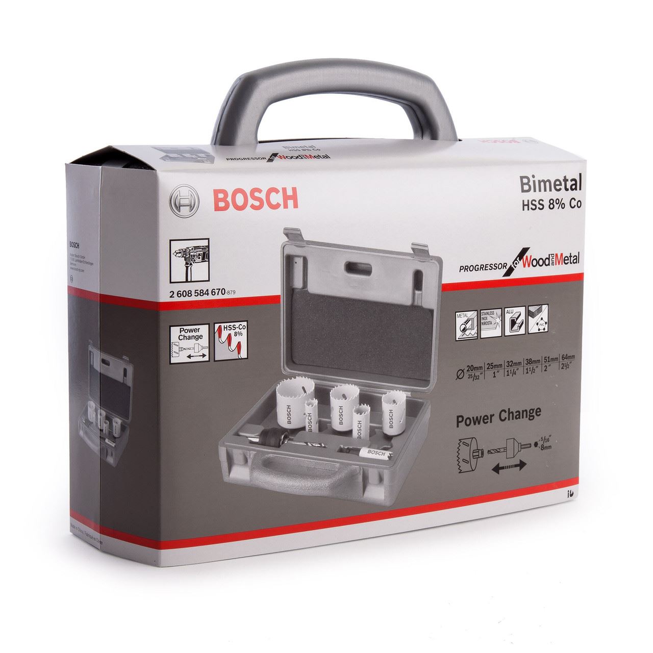 Bosch Perçage - Kit de trépans HSS bimétal Progressor, 9 pièces (20-64mm)