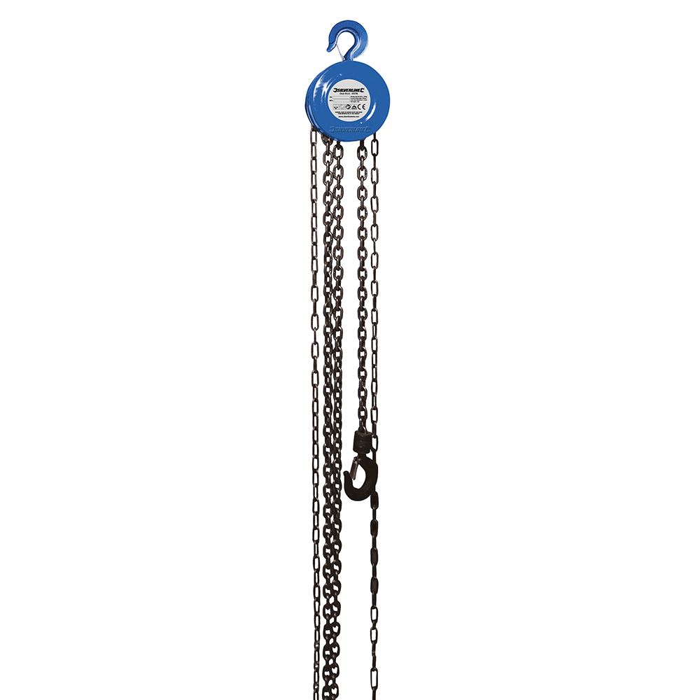Silverline Chain Block, 1000kg Capacity, 2.5m Lift
