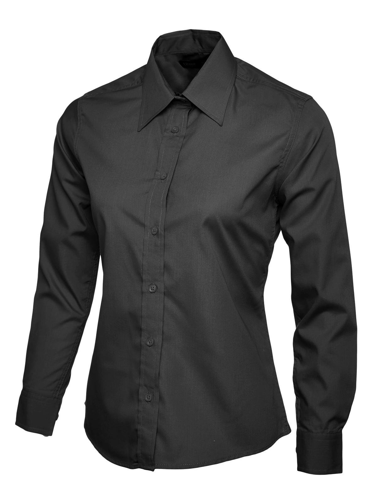 Uneek Poplin Lán-Mhuinchille Léine do Mhná - Dubh - 4XL