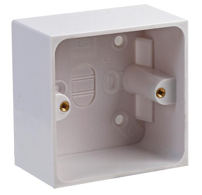 Pro Elec White Surface Mount Pattress Box, 1-Gang, 45mm