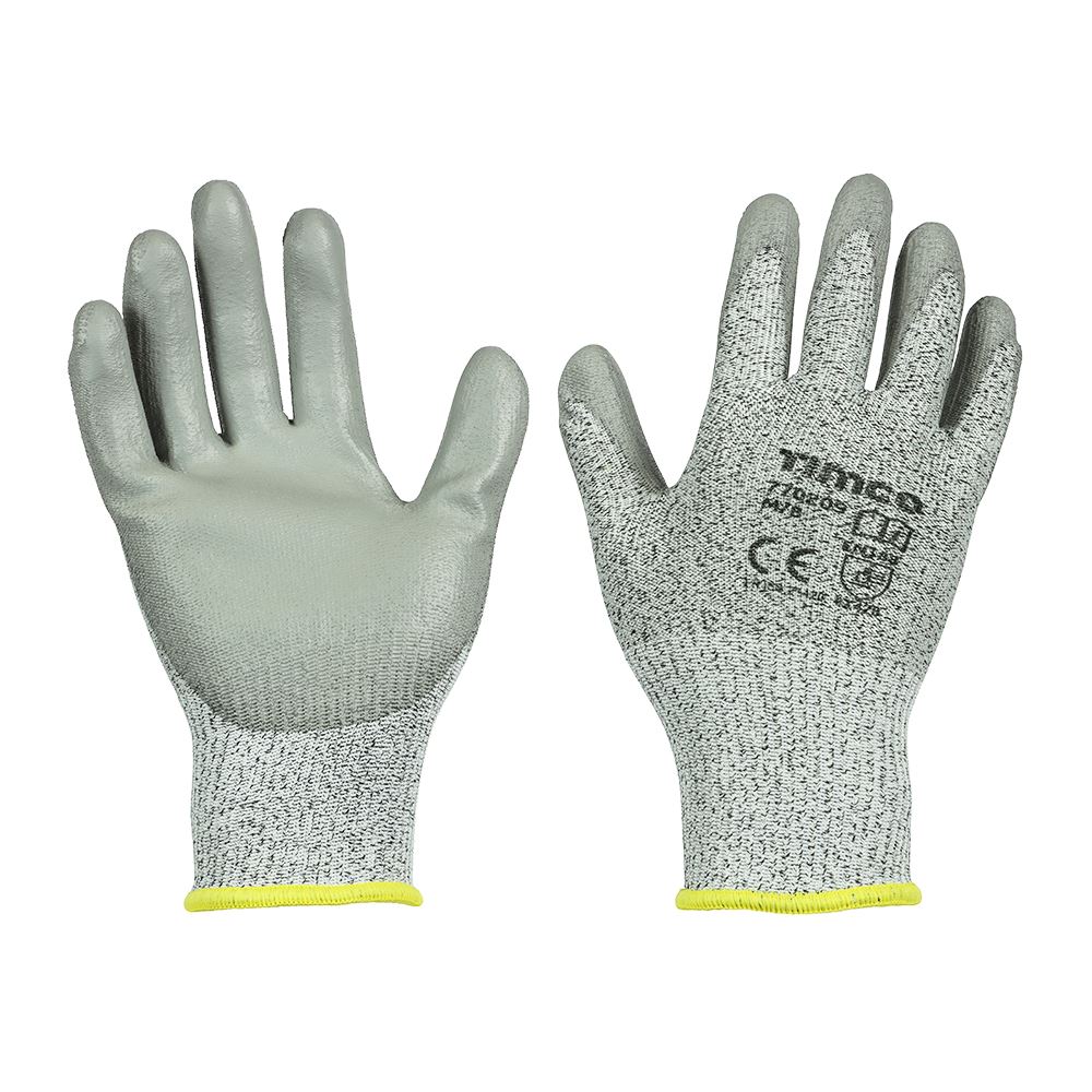 Timco Medium Cut Gloves, PU Coated HPPE Fibre with Glass Fibre - Size M