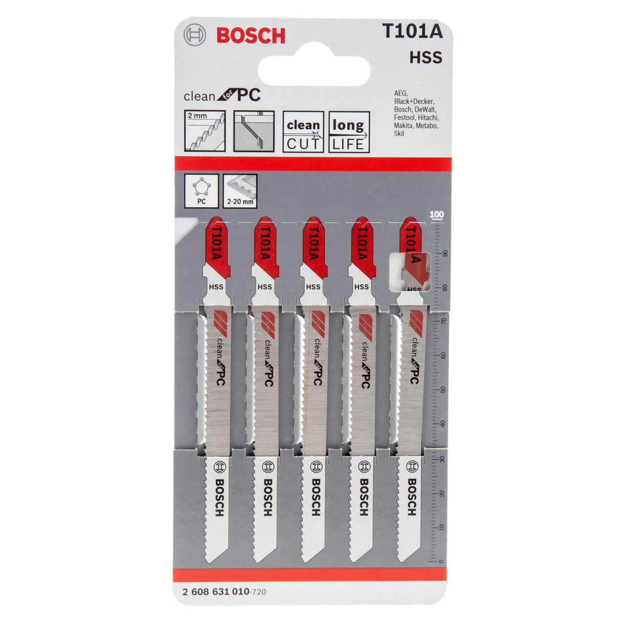 Bosch Lâminas para Serra de Recorte T101A para Plástico, 5 Unidades