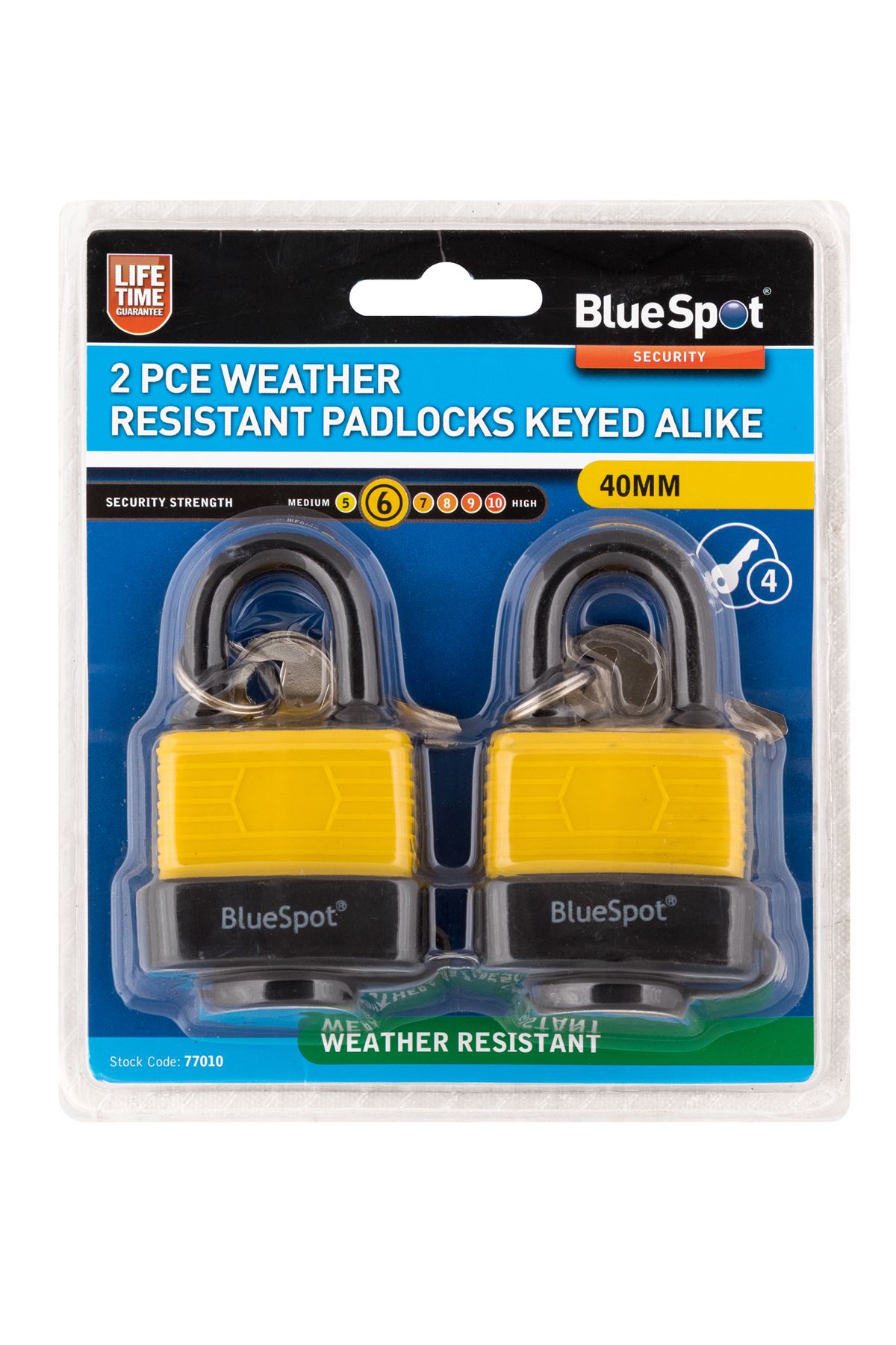 Blue Spot Tools Catenacci Resistenti alle Intemperie da 40mm (2 Pezzi con Chiav