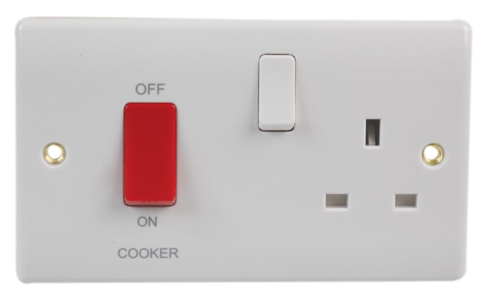 BG 45A DP Cooker Control Switch with Socket, White