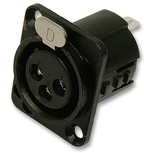 DELTRON Enchufe XLR de Panel 3 Polos Negro