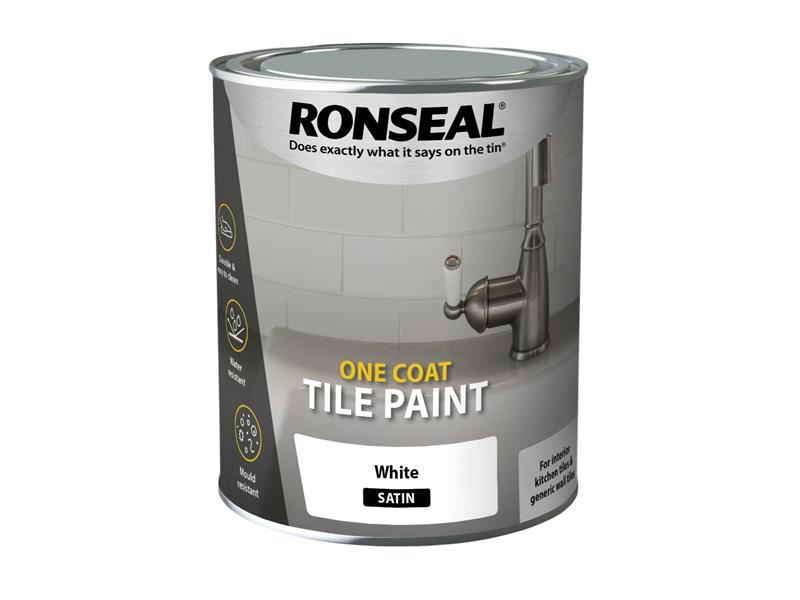 Ronseal One Coat - Peinture pour Carrelage Blanc Satin, 750ml