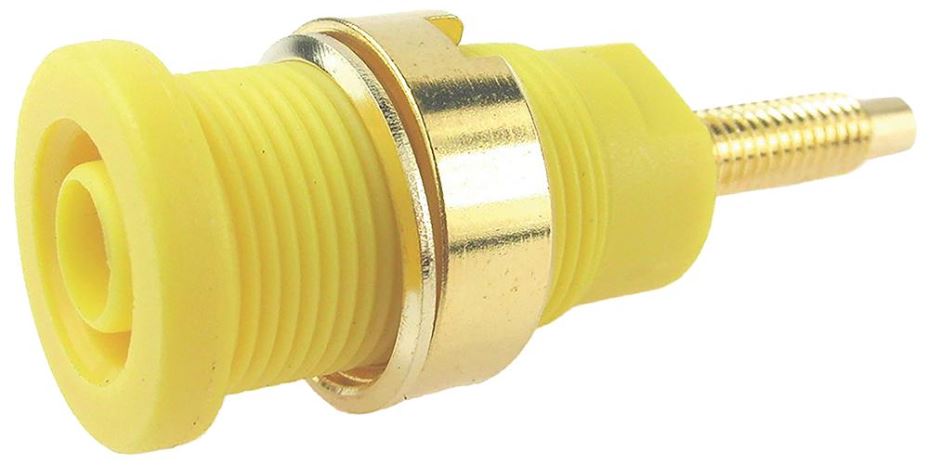 CLIFF 4mm Panel Mount Banana Socket, Yellow, 32A, 1kV