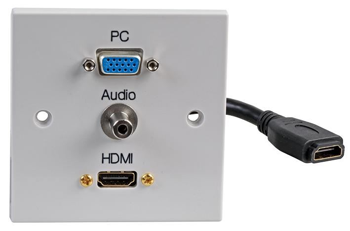 Plaque murale AV PRO SIGNAL avec VGA, HDMI et audio, 1-Gang