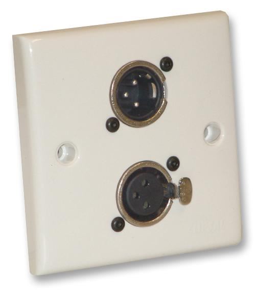 EAGLE AV Wall Plate with 3-Pin XLR Plug & Socket, White