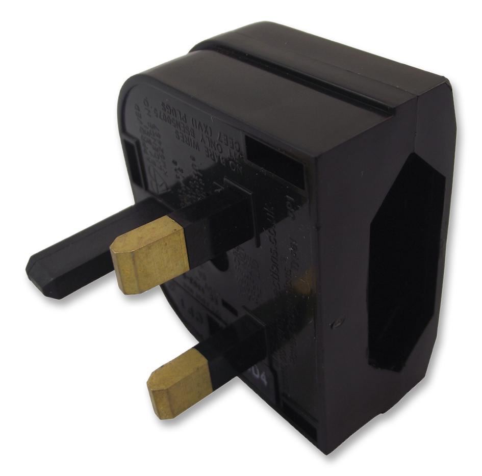 Powerconnections Euro 2-Pin to UK 3-Pin Plug Adapter, 8A, Black