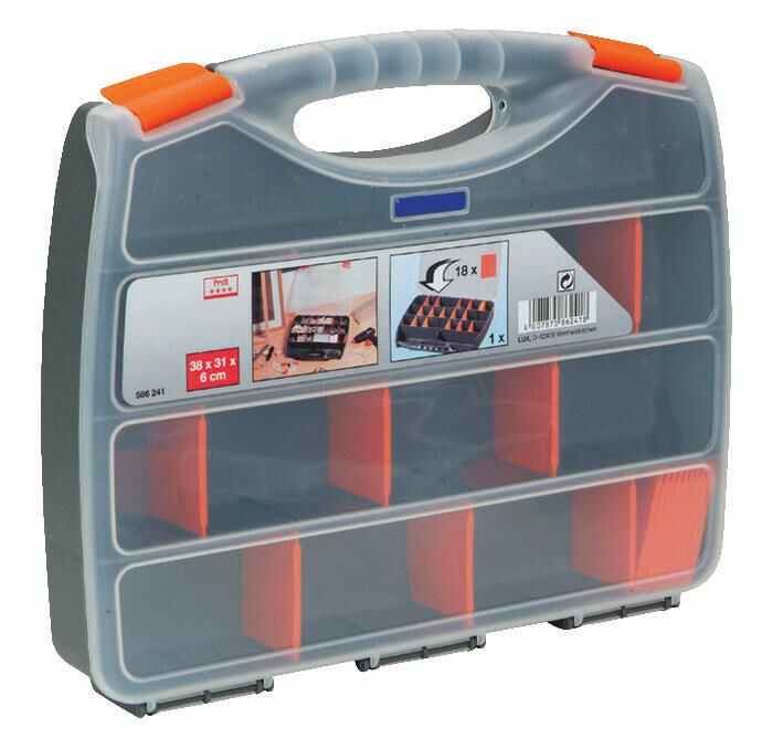 DURATOOL Aufbewahrungsbox mit Fächern, Orange - 60mm x 380mm x 310mm