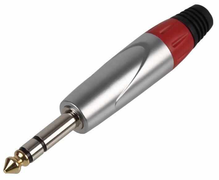 Pulse Spinotto Stereo Jack 6.35 mm, Dorato, Argento/Rosso