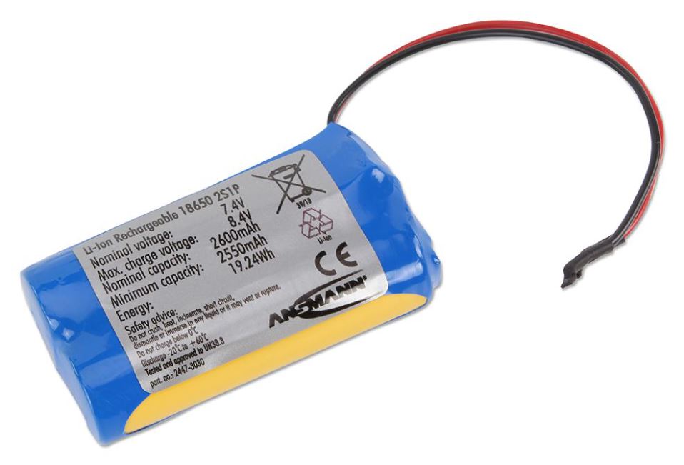 ANSMANN 7,4V 2600mAh 2S1P Li-Ion-Akku mit Sicherheitsschaltung