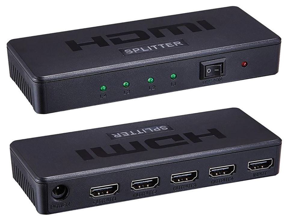 LMS DATA 4-Way 4K UHD HDMI Splitter with HDCP 1.4 Support