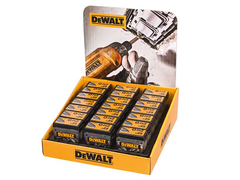 DeWALT PH2 25mm 精密ドライバービット 展示用パック (21箱×25本入り)