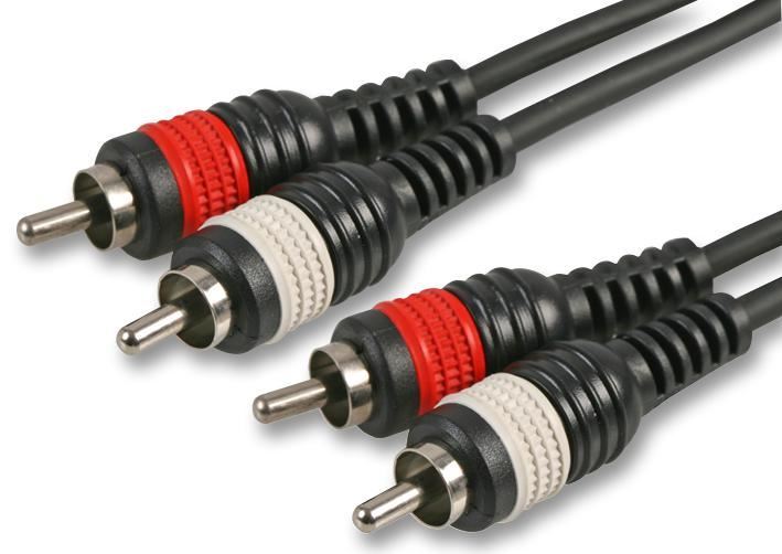 Pulse - Cábla RCA Dúbailte 3m Dubh 2x Fireann go 2x Fireann