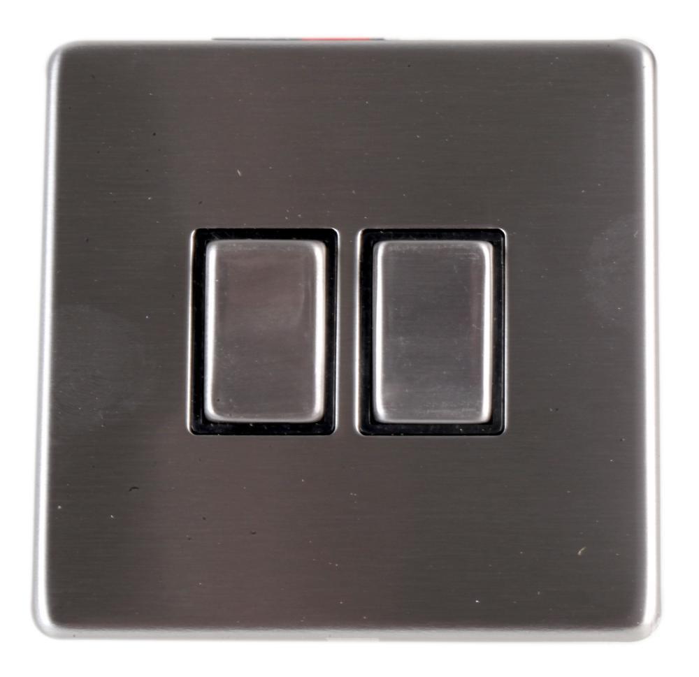 PRO ELEC Screwless Light Switch 2 Gang 2 Way, 10AX, Stainless Steel