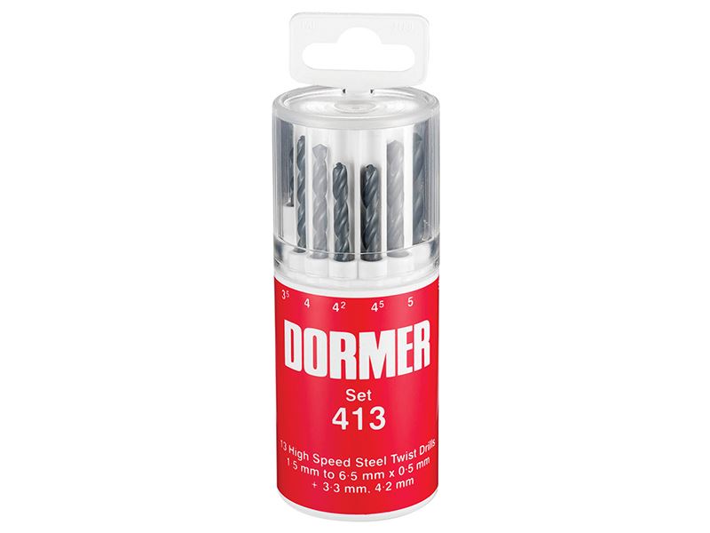 Dormer A191 No.413 Jogo de Brocas HSS Métrico, 13 Peças 1.5-6.5mm