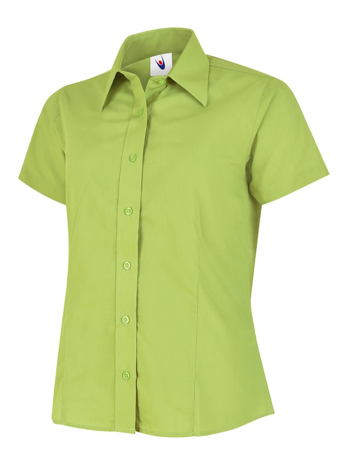 Uneek Women's Poplin Short Sleeve Shirt - Lime, 5XL
