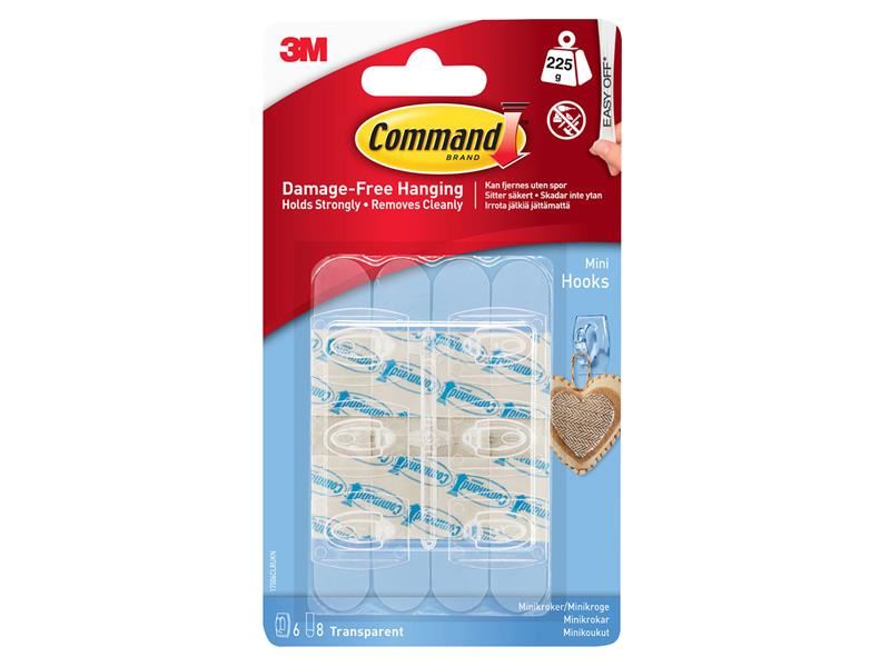 Command™ Cangkuk Mini Jelas (6 Keping)