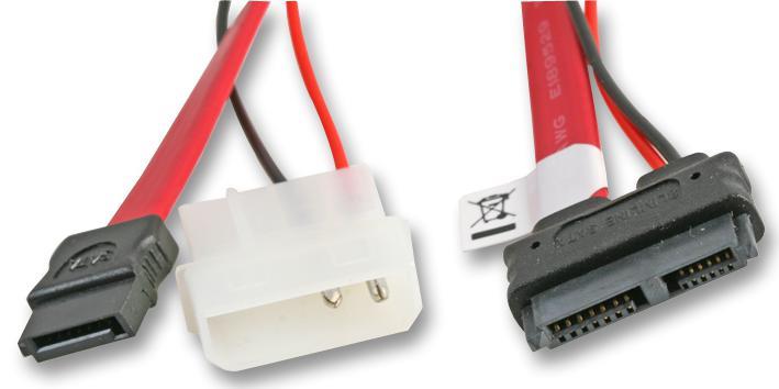 AKASA Interne Slim SATA Voedings- en Datakabel, 20cm