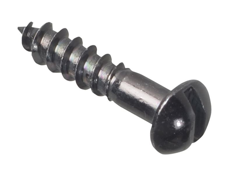 ForgeFix Wood Screw - Slotted Round Head, Black Japanned, 3/4in x 8, Pack of 25