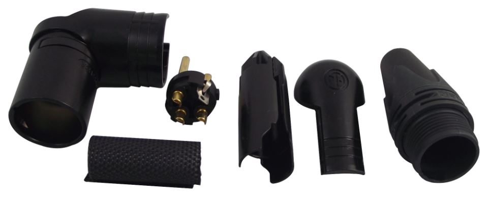 NEUTRIK NC3MRX-B Conector XLR Macho Angular 3 Polos, Banho a Ouro