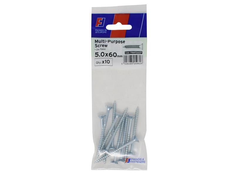 ForgeFix Πολλαπλών Χρήσεων Βίδες Pozi CSK ST ZP 5.0 x 60mm, Συσκευασία 10