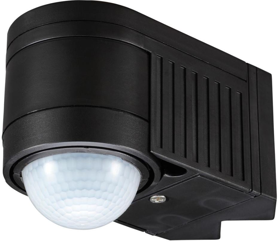 ZINC - Braiteoir Gluaiseachta Uillinn 360° PIR, Dubh, IP44, Raon 12m