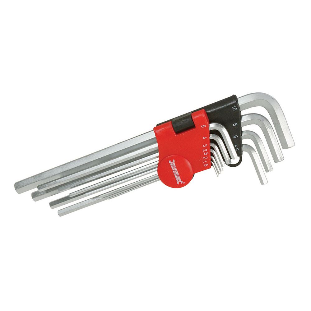 Silverline Expert Metric Hex Key Set, Chrome Vanadium, 10-Piece (1.5-10mm)