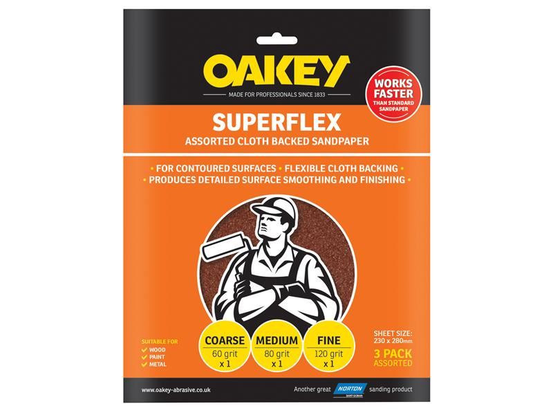 Oakey Superflex Φολιδωτά Φύλλα Οξειδίου του Αλουμινίου (3 τεμάχια, 230x280mm)