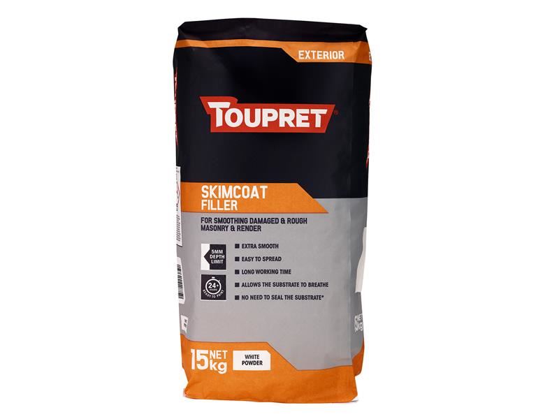 Toupret Exterior Skimcoat Filler 15kg, for Masonry & Render
