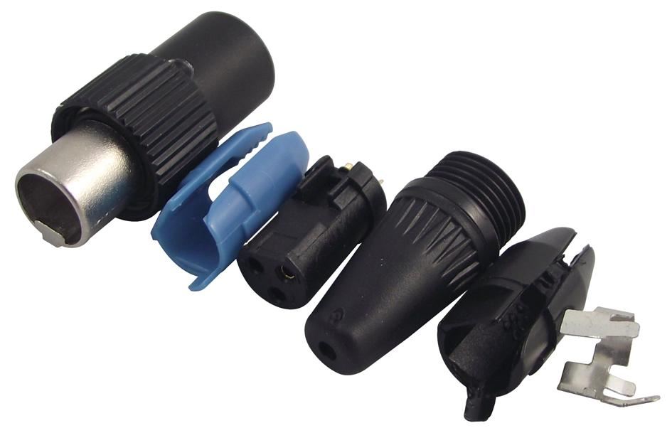 REAN Presa Mini-XLR in Linea, Serrafilo, 3 Poli, Placcata Oro