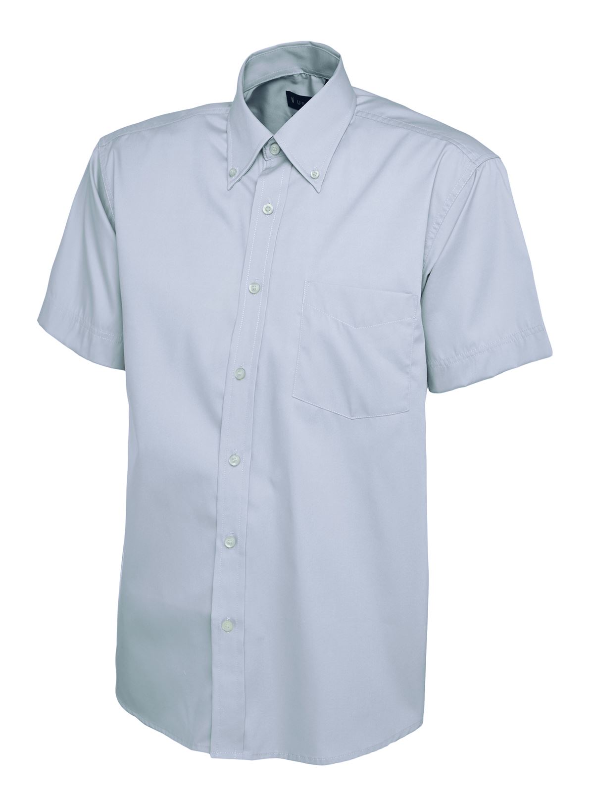 Uneek Men's Pinpoint Oxford Half Sleeve Shirt in Light Blue