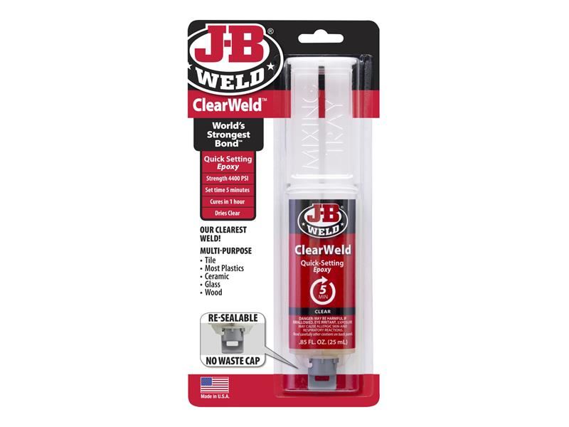J-B Weld ClearWeld Epoxy Spuit 25ml, Snelhardend, Transparante Lijm