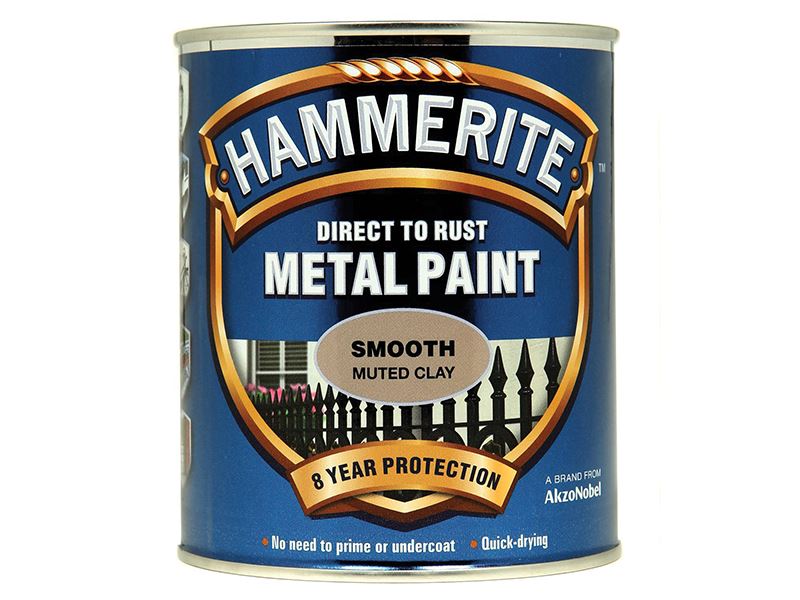 Hammerite Direct to Rust Metal Paint, Muted Clay, Smooth Finish, 750ml