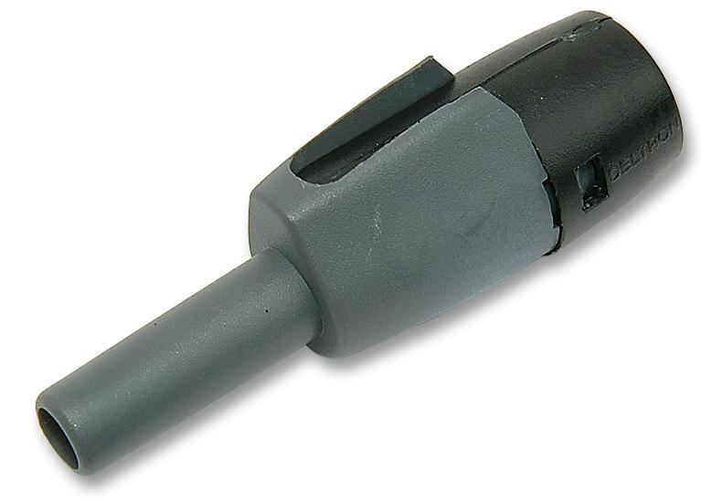 DELTRON BFA Plug, PCB Mount, 10A, Black/Grey