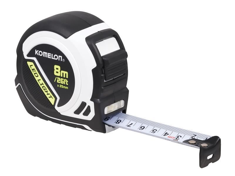 Komelon LED Licht Meetlint, 8m/26ft, 25mm Breedte