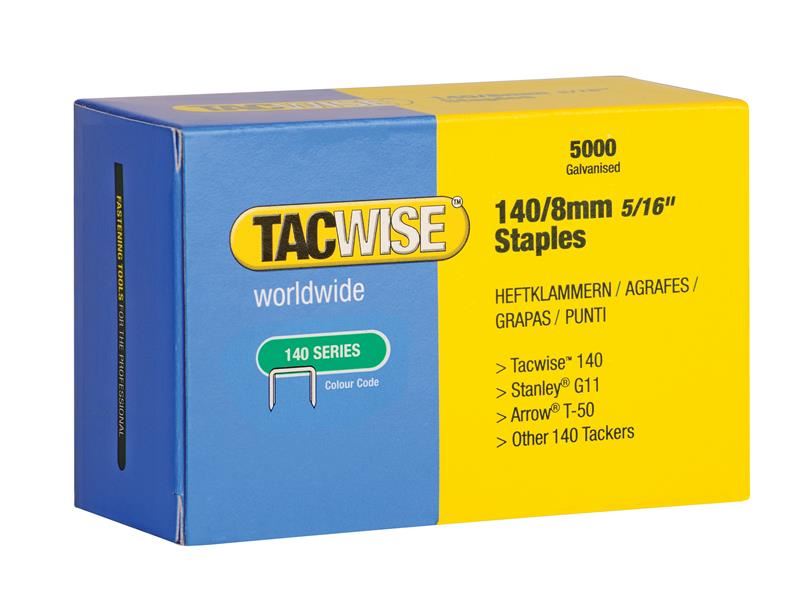 Tacwise 140 Agrafes galvanisées 8mm (Lot de 5 000)