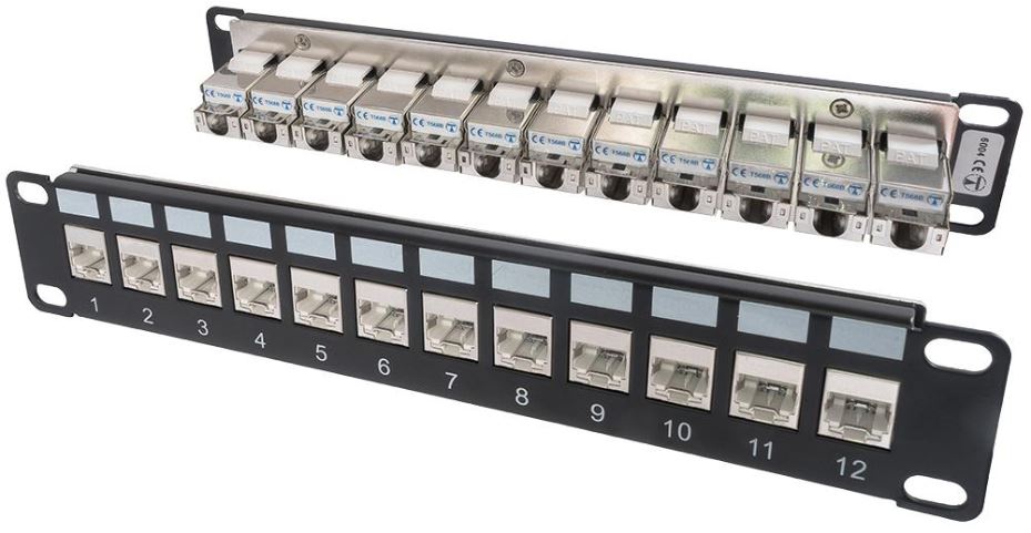 TUK miniMEDIA 10in Locking Keystone Patch Panel with 12x Cat6a Ports