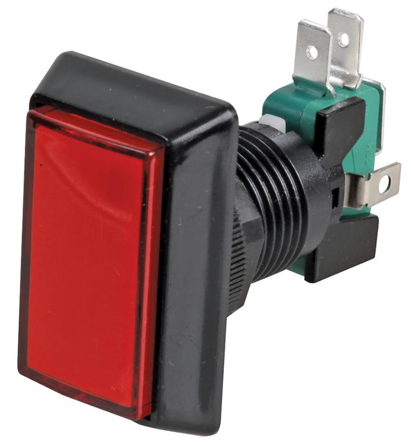 RJS ELECTRONICS מתג לחיצה עם תאורת LED, 12V, אדום