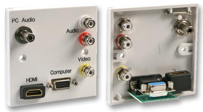 PRO SIGNAL - Plat Dinding AV 1 Gang Plug & Play Putih - 1x Phono (CV), 2x Phono