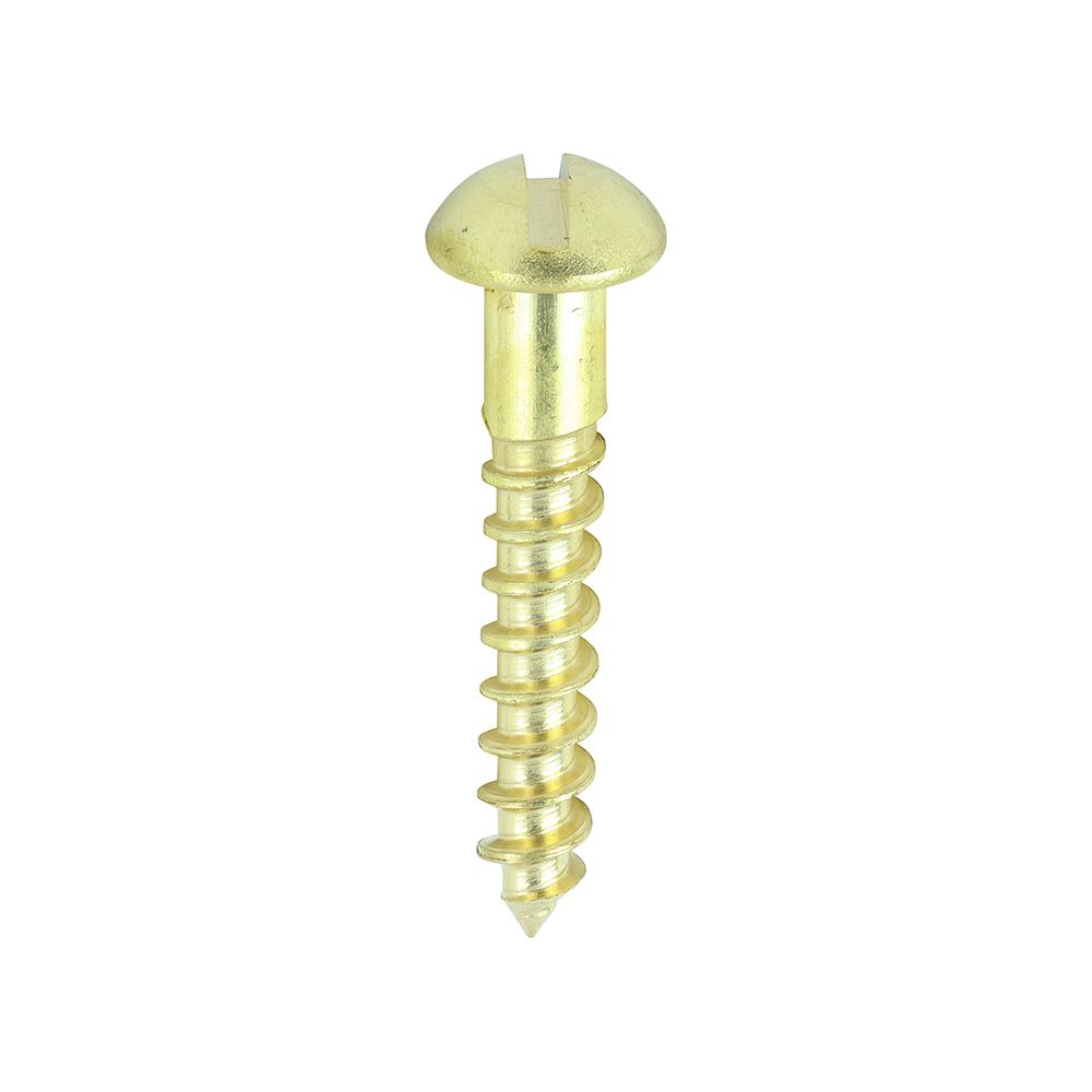 Timco Solid Brass Timber Screws, Slot Head, Size 8 x 1 (200 Pack)